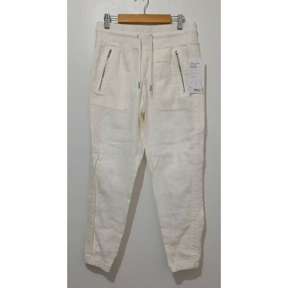 Athleta womens size 0 petite Cabo 100% linen jogger cream color - Picture 2 of 8